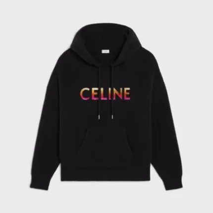 Celine Embroidered Hooded Sweater in Ribbed Wool