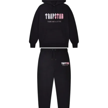 Decoded Chenille Hooded Tracksuit - Black/Pink