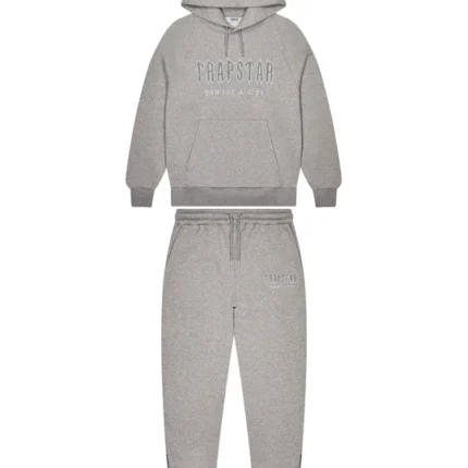 Decoded Solid Chenille Hooded Tracksuit - Grey/Blue