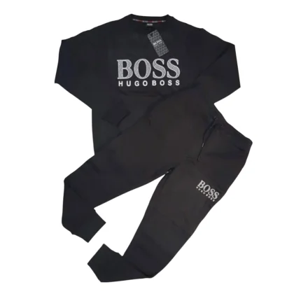Hugo Boss Dotted Style white Patch logo Tracksuit – Black