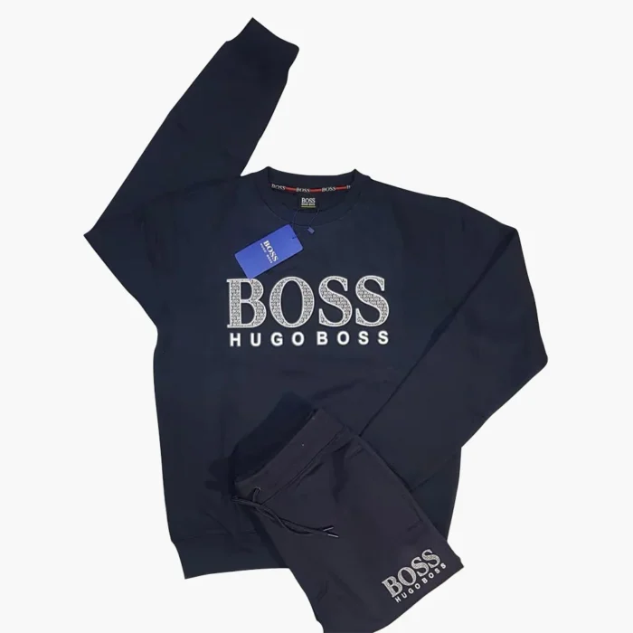 Hugo Boss Patch Logo Crewneck tracksuit – black