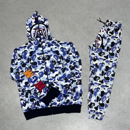 Men's Embroidered Bape Tracksuit - Gray