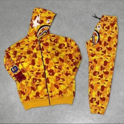 Men's Embroidered Bape Tracksuit - Yellow