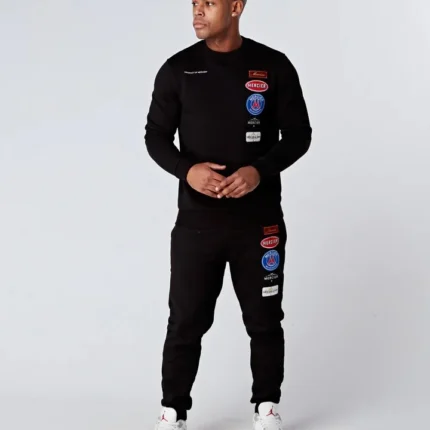 Mercier Hybrid Badge Crewneck Tracksuit Black