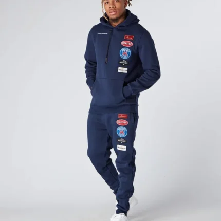 Mercier Hybrid Badge Hooded Tracksuit Navy