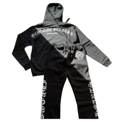 Streetwear Chenille Decoded Hooded Tracksuit-Black