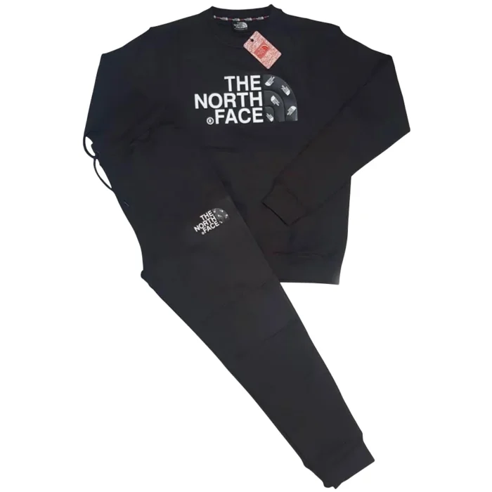 The North Face Printed Logo Crewneck Tracksuit – Black