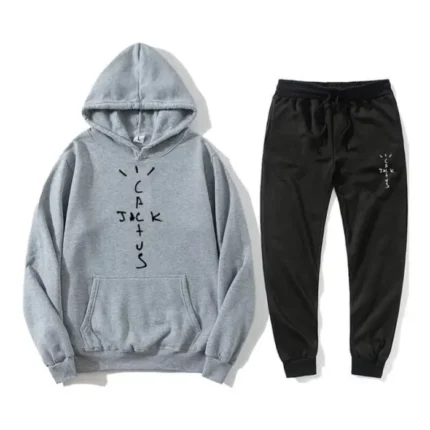 Travis Scott Cactus Jack Mathews Pants & Hoodie Set Grey/Black