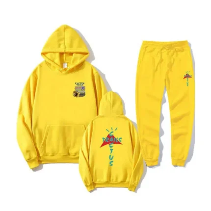 Travis Scott Cactus Jack Mcdonalds Pants And Hoodie Set Yellow