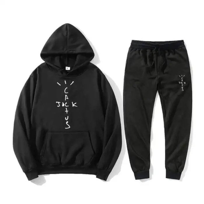 Travis Scotts Cactus Jack Track Pants Hoodie Set Black