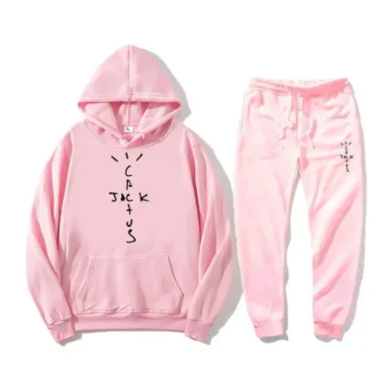 Travis Scotts Cactus Jack Track Pants Hoodie Set Pink