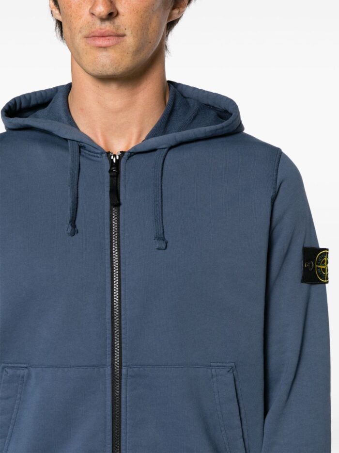 Compass Badge Cotton Hoodie Blue