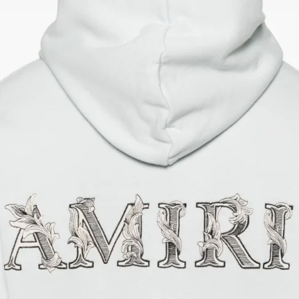 Amiri Logo-Embroidered Cotton Hoodie Grey