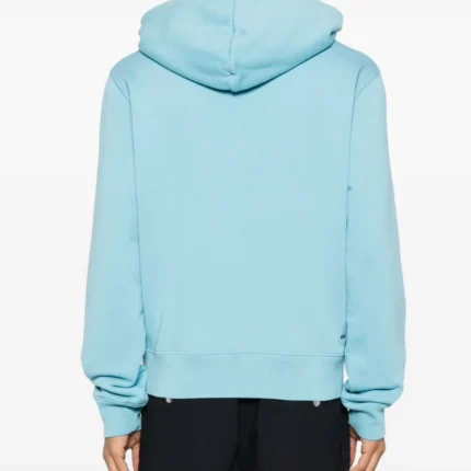 Amiri Logo-Embroidered Cotton Hoodie Blue