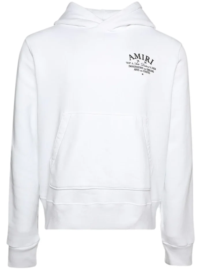 Amiri Logo-Print Cotton Hoodie White