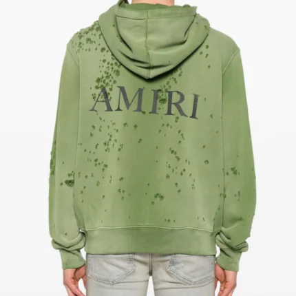 Amiri Logo-Print Distressed Hoodie