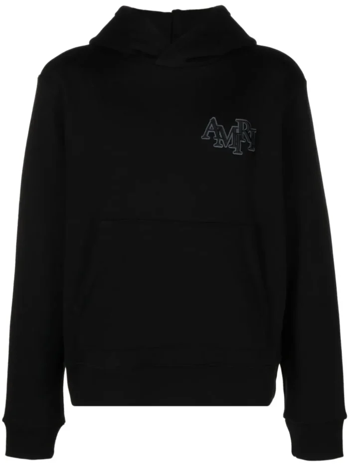 Amiri Staggered Logo-Embroidered Cotton Hoodie