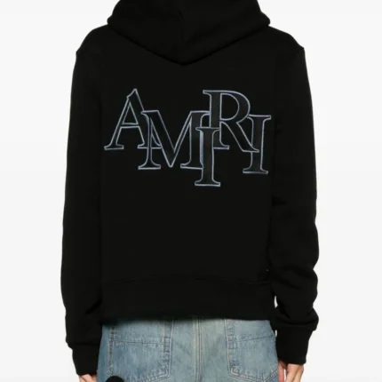 Amiri Staggered Logo-Embroidered Cotton Hoodie