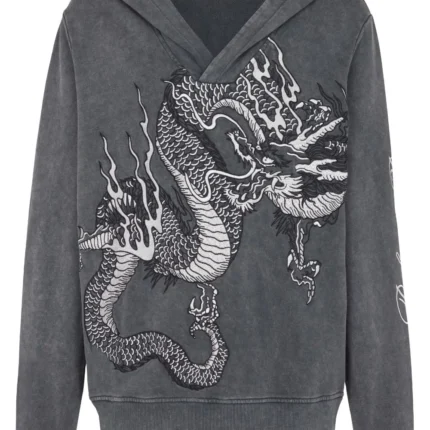 Balmain Dragon-Embroidered Cotton Hoodie