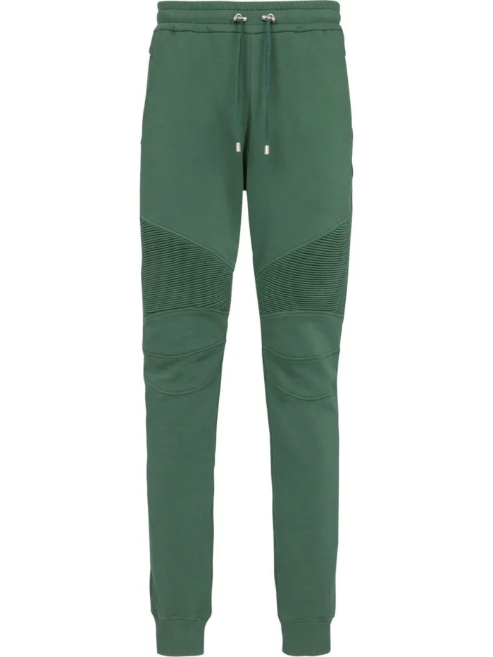 Balmain Drawstring Cotton Track Pants green