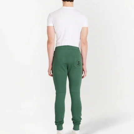 Balmain Drawstring Cotton Track Pants green