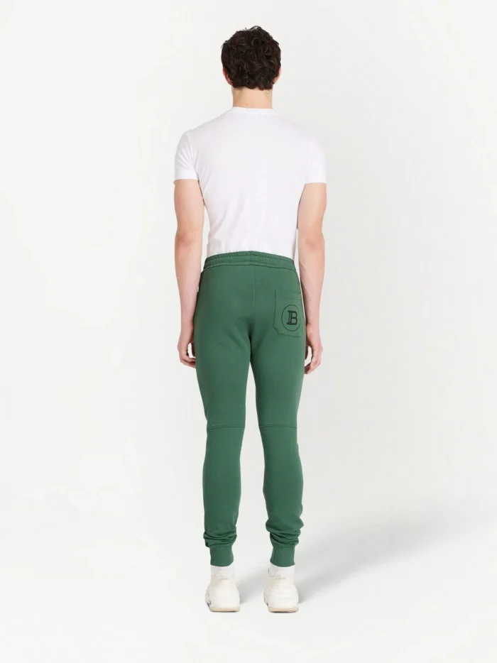 Balmain Drawstring Cotton Track Pants green