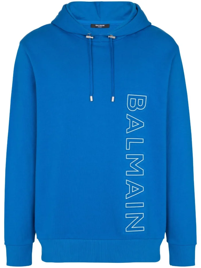 Balmain Embossed-Logo Drawstring Hoodie