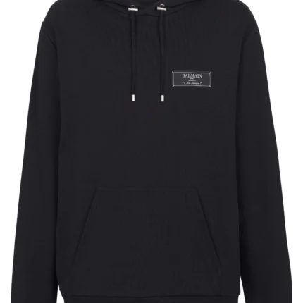 Balmain Logo-Patch Cotton Hoodie