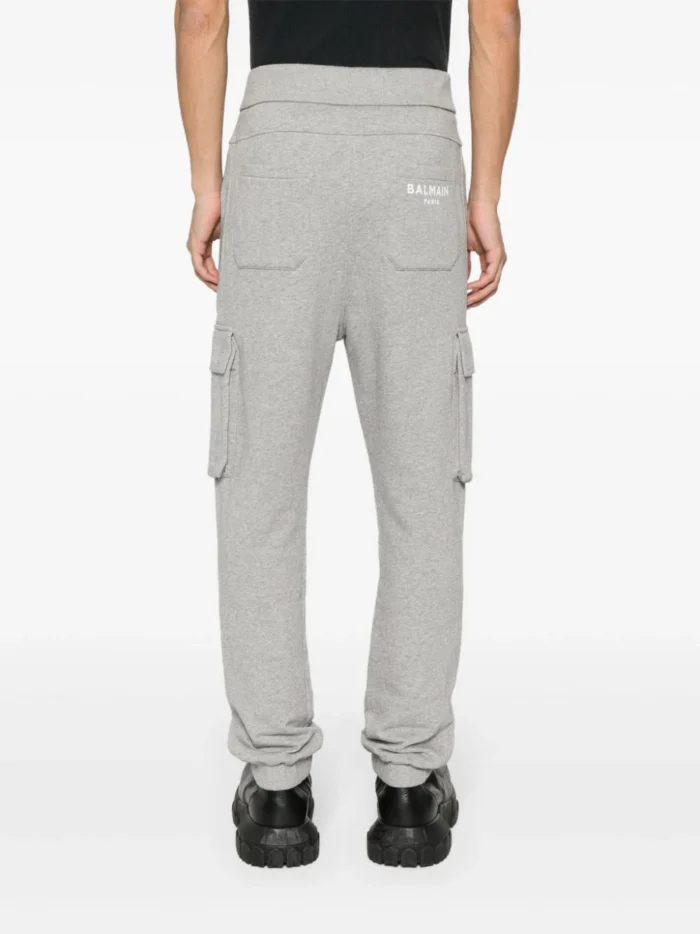 Balmain Logo-Print Cotton Track Pants Grey