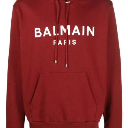 Balmain Logo-Print Drawstring Cotton Hoodie