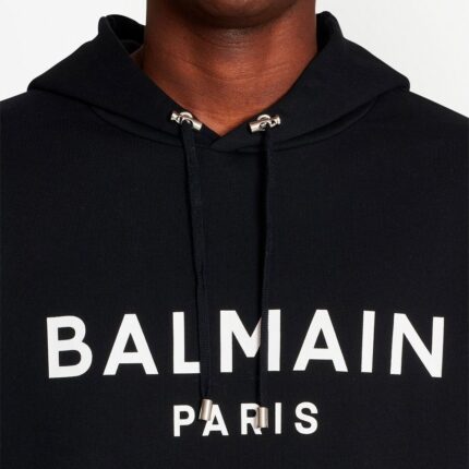 Balmain Logo-Print Drawstring Hoodie