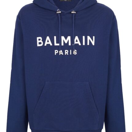 Balmain Logo-Print Long-Sleeved Hoodie