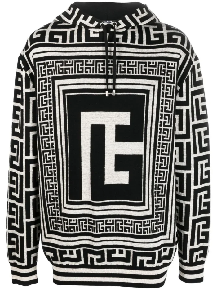 Balmain Maxi Monogram-Jacquard Hoodie