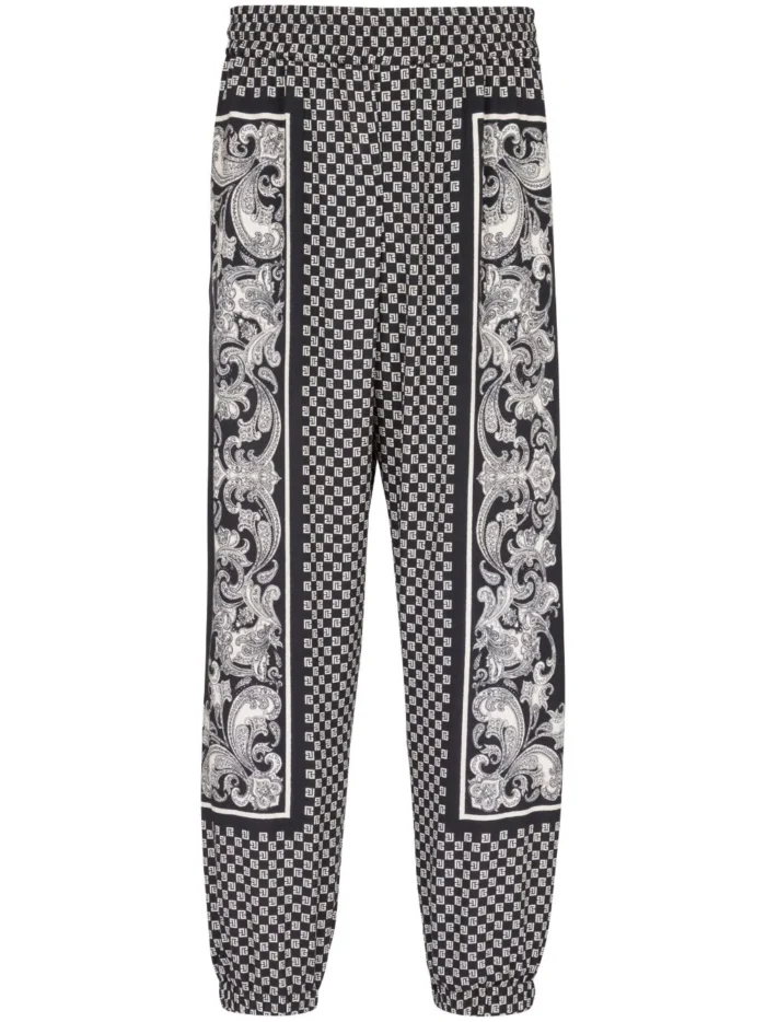 Balmain Monigram-Print Elasticated-Waistband Track Pants