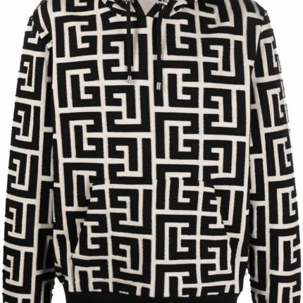 Balmain Monogram-Print Hoodie