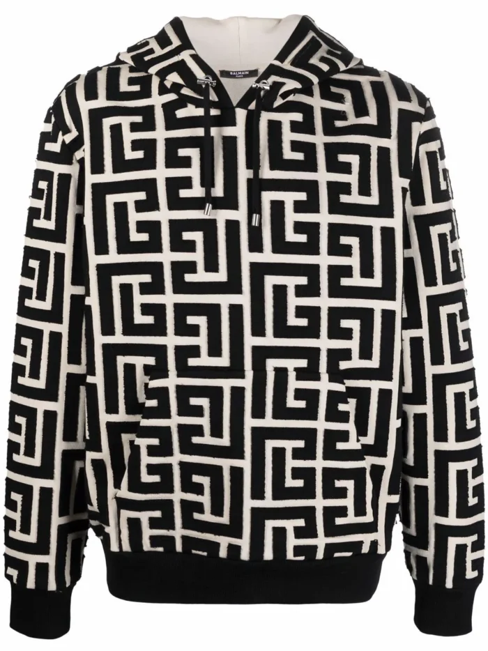 Balmain Monogram-Print Hoodie