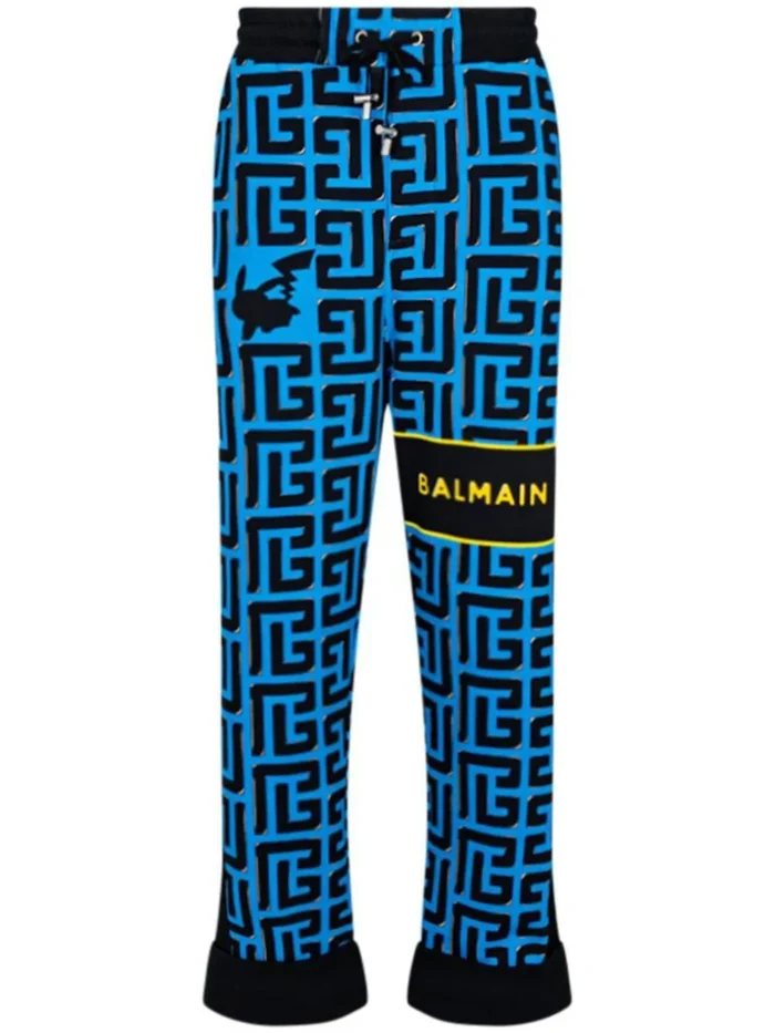 Balmain vx Pokemon Monogram-Print Cotton Track Pants