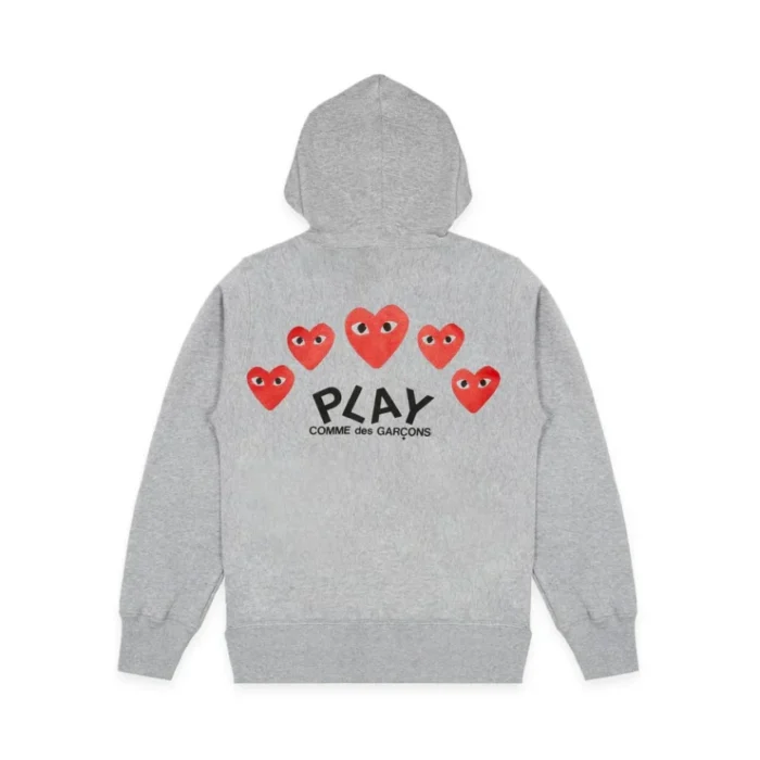 CDG Hoodie Grey Multi Heart – Zip up