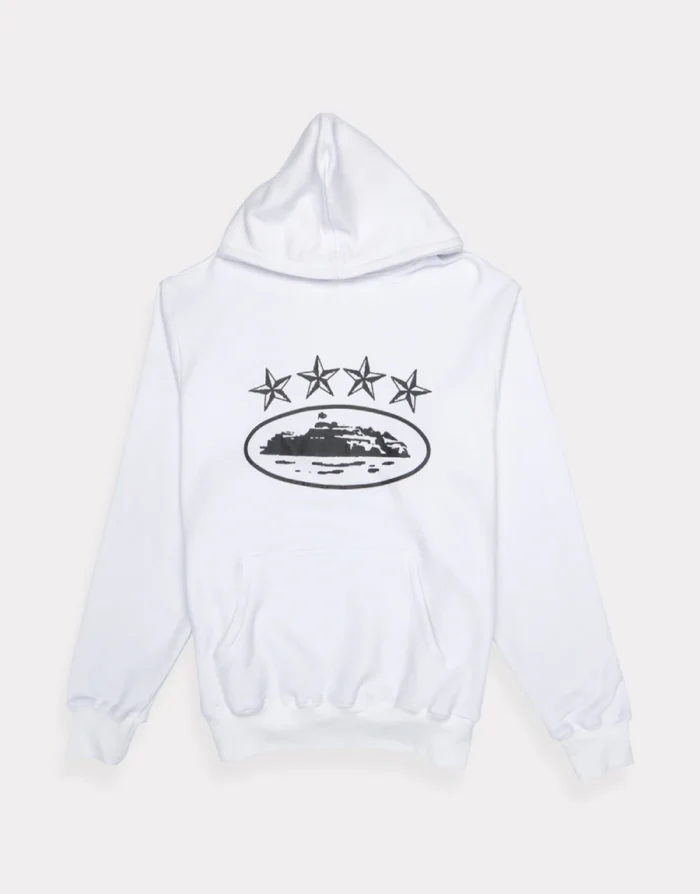 Corteiz 4Starz Alcatraz Hoodie White