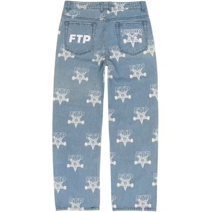 FTP X Thrasher Allover Skategoat Denim Pant Indigo