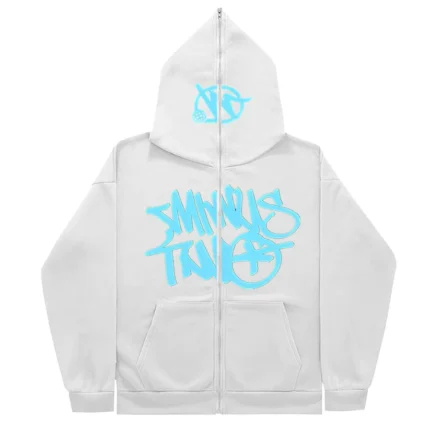 Hoodie M2 Full Zip White Blue