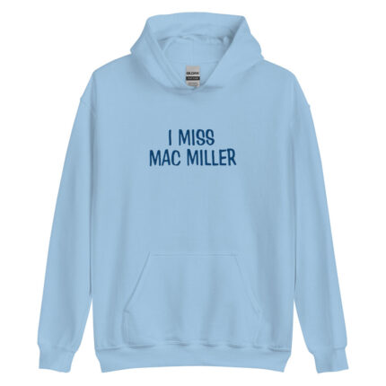 I Miss Mac Miller Embroidered Blue Hoodie