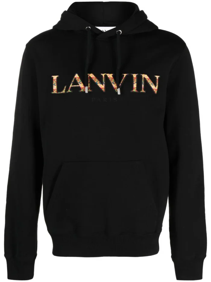 Lanvin Embroidered-Logo Cotton Hoodie