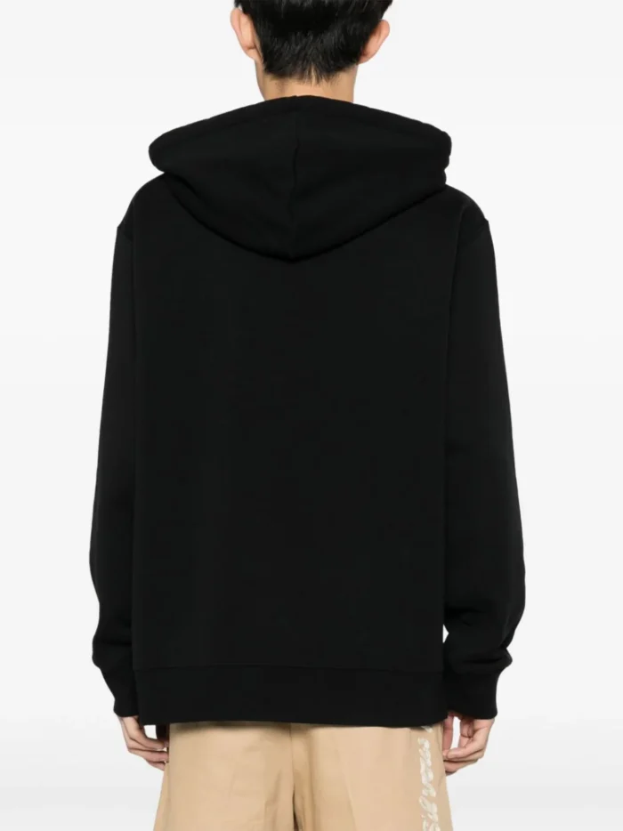 Lanvin Embroidered-Logo Cotton Hoodie Black