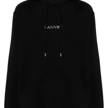 Lanvin Logo-Embroidered Cotton Hoodie Black