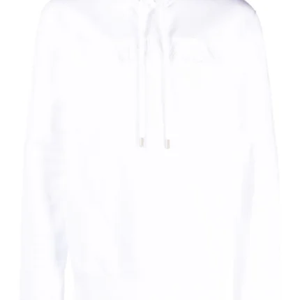 Lanvin Logo-Embroidered Cotton Hoodie White