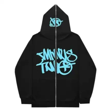 Minus Two Zip Up Black Purple Hoodie