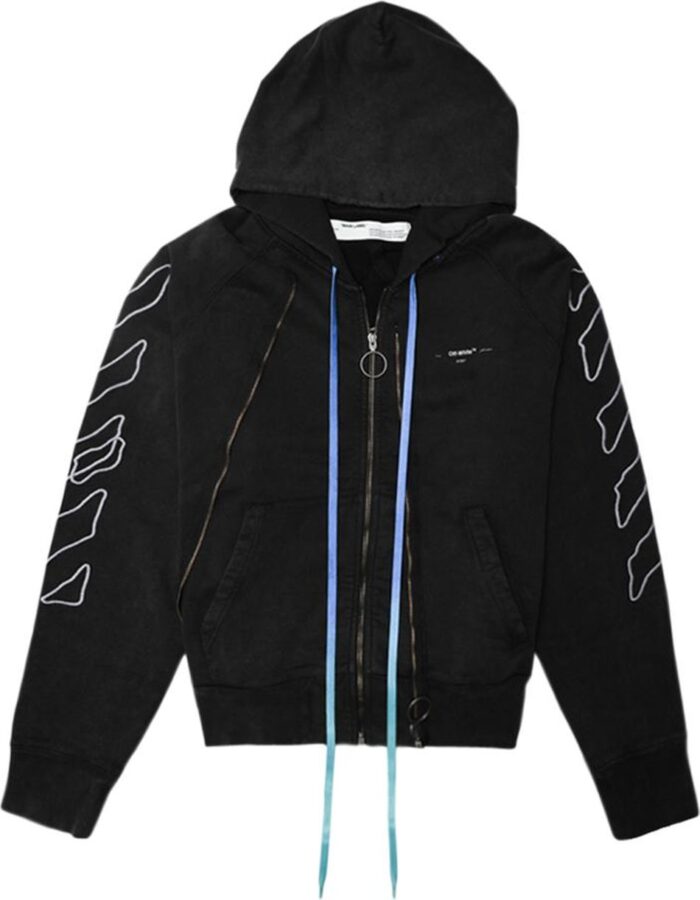 Off-White Abstract Arrows Double Zip Hoodie ‘Black’