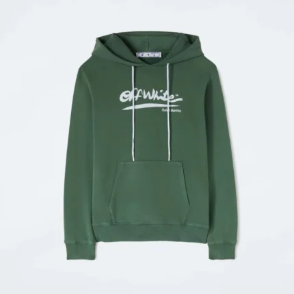 Off White Arrow Hoodie Green