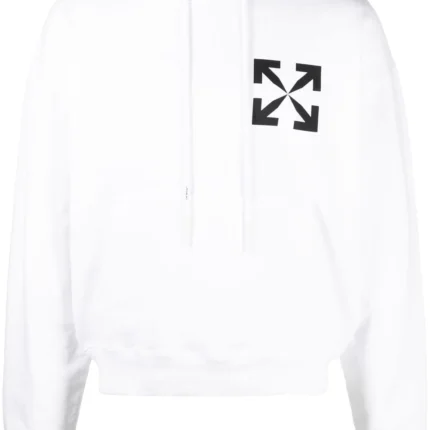 Off White Arrows Motif Organic Cotton Hoodie White